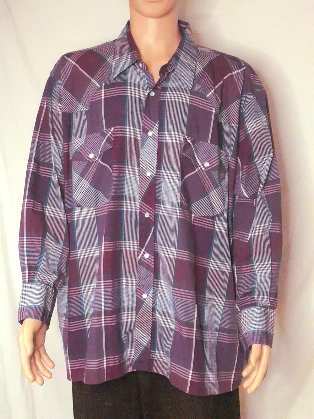 Men's Outlaw Western Wear Plaid Button-Down Shirt in Purple